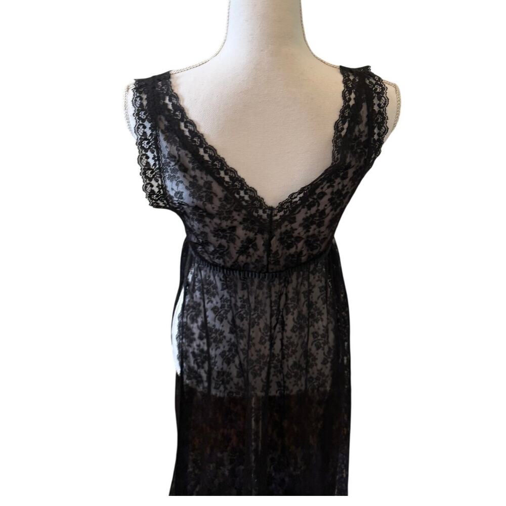 Vintage Donna Morgan for Gilligan & O'Malley Romantic Lace Slip Dress Black S - Picture 5 of 9